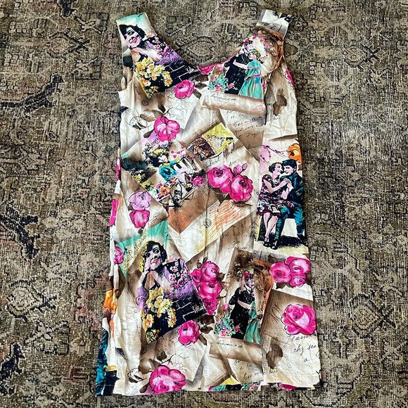 JAMS WORLD Dress Vintage 80s Rare - 1920S Flapper Girls Rayon Photo Print 7 - Picture 2 of 5